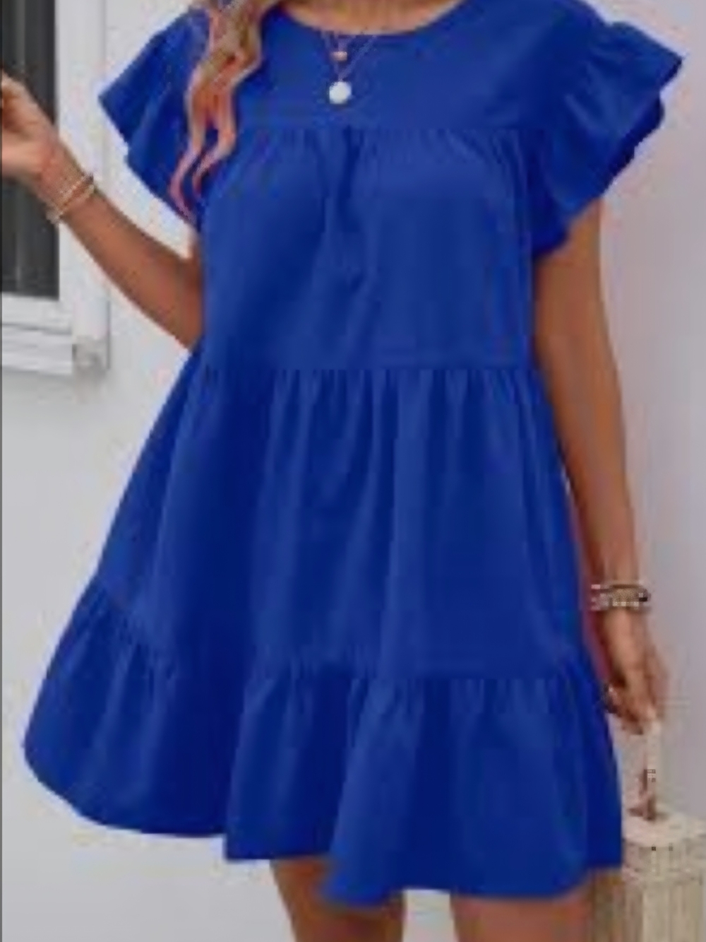 SHEIN Royal Blue Ruffled Tiered Mini Dress